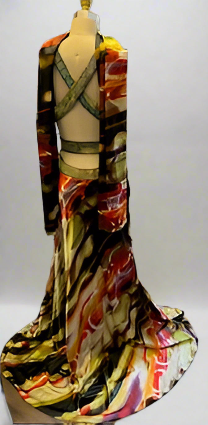 Back Interest Evening Gown - Size L tall (fits Missy size 12)