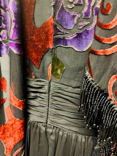 Burnout Velvet and Chiffon Evening Gown with matching stole - Size L (fits Missy 12)